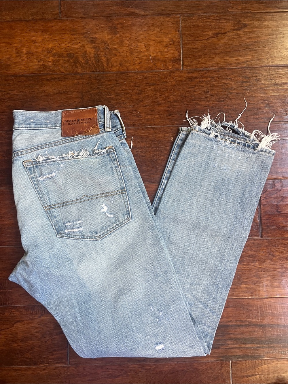 Denim & Supply Ralph Lauren Men’s Light Wash Distressed Straight Jeans